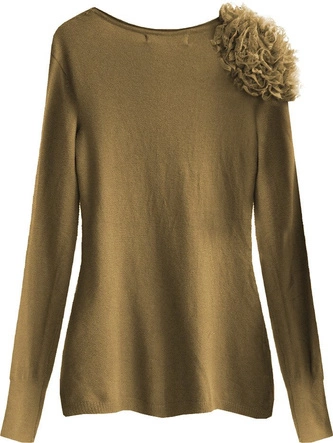 KLASYCZNY SWETEREK Z KORONKĄ KARMELOWY (1553)