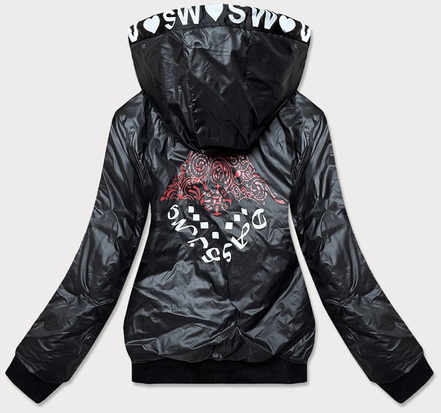 DWUSTRONNA BŁYSZCZĄCA KURTKA DAMSKA CHABROWA (B9778-2)