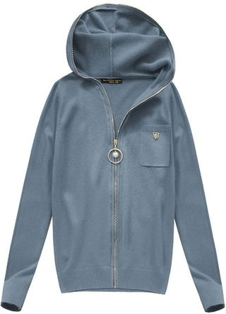 ROZPINANY SWETER Z KAPTUREM NIEBIESKI (P101)