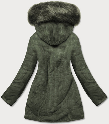 Ciepła kurtka zimowa damska dwustronna khaki (w610)