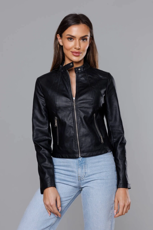 Klasyczna ramoneska ze stójką czarna (11Z8033)