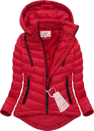 KRÓTKA KURTKA Z KAPTUREM CZERWONA (W519)