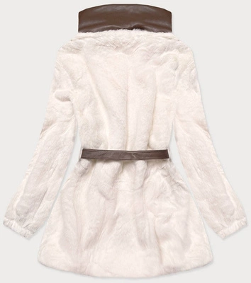 Kurtka futrzana ze stójką ecru (gsq2228)