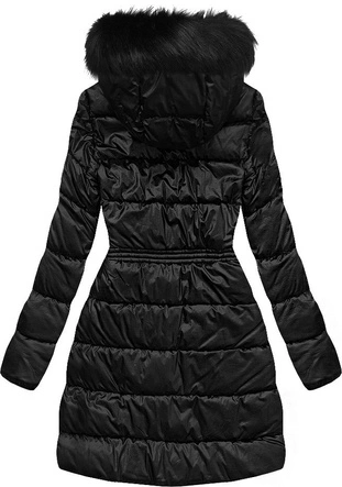 Ortalionowa dłuższa zimowa kurtka damska czarna (j9-005)