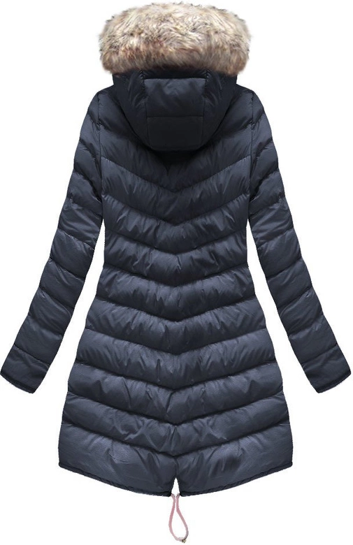 DWUSTRONNA DAMSKA KURTKA ZIMOWA Z KAPTUREM RÓŻOWO-GRANATOWA (W632)