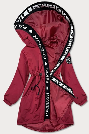 Asymetryczna damska parka ciemna czerwona (br8002-27)