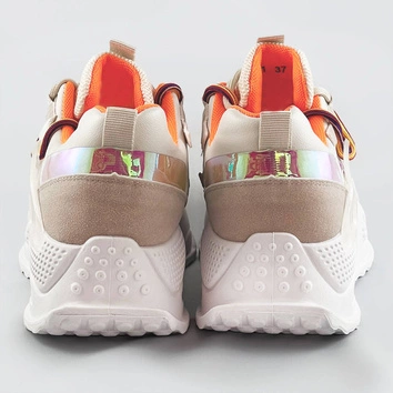 Sneakersy damskie z podwójnymi sznurówkami beżowe (7001)