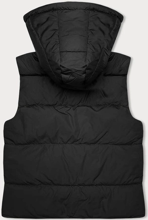 Krótka kamizelka damska z kapturem j.style czarna (16M9112-392)