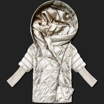 Lekka damska kurtka z dzianinowymi rękawami Minority ecru (M2-6701-12)