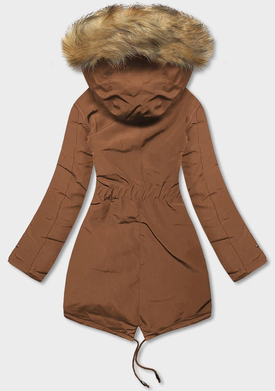 Dwustronna kurtka damska zimowa karmel-granat (2M-21508)