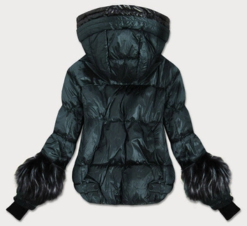 KRÓTKA KURTKA Z KAPTUREM ZIELONA (J9-004)