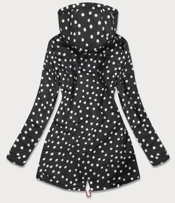 DWUSTRONNA PARKA DAMSKA Z KAPTUREM KARMELOWA W KROPKI (W354-1BIG)