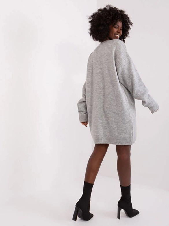 Swetrowa sukienka oversize Rue Paris szara (0568)
