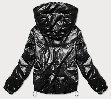 Krótka dwustronna kurtka damska czarny/beż (bh-2204)