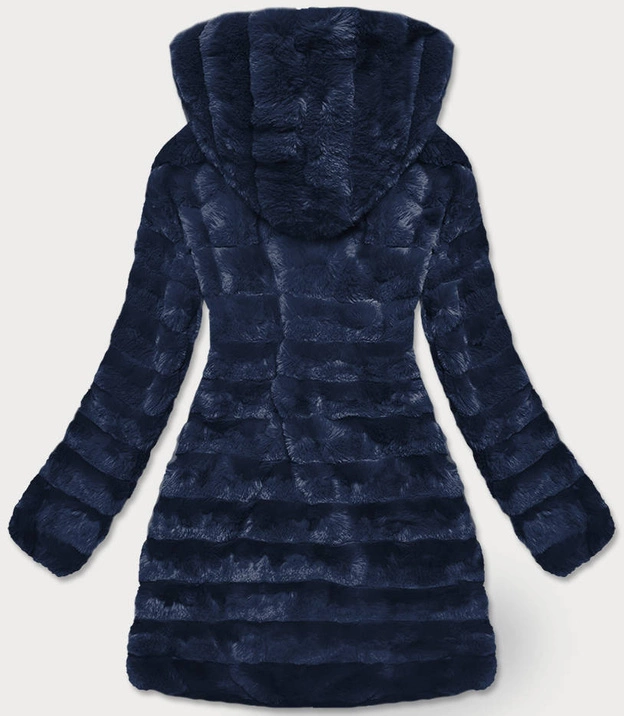 LEKKA KURTKA ZIMOWA DAMSKA FUTRO 2 W 1 GRANATOWA (39039)