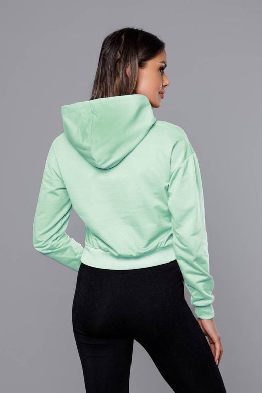 Krótka bluza dresowa z kapturem pistacjowa (8B939-39)