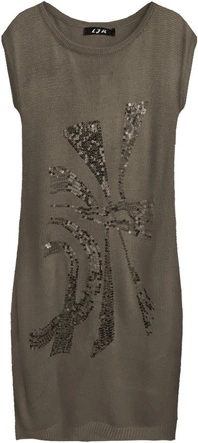 SWETERKOWA SUKIENKA Z CEKINAMI BRĄZOWA (1170)