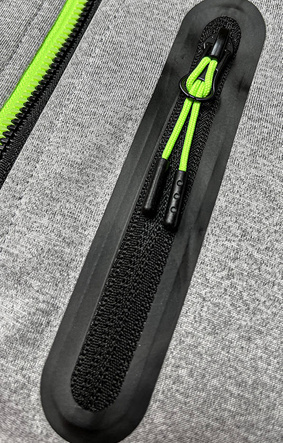 Sportowa kurtka damska z neonowymi wstawkami granat-szary (8M911-215)
