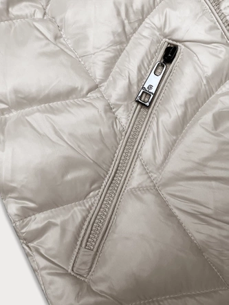 Przejściowa pikowana kurtka z kapturem damska Glakate ecru (LU-2202)