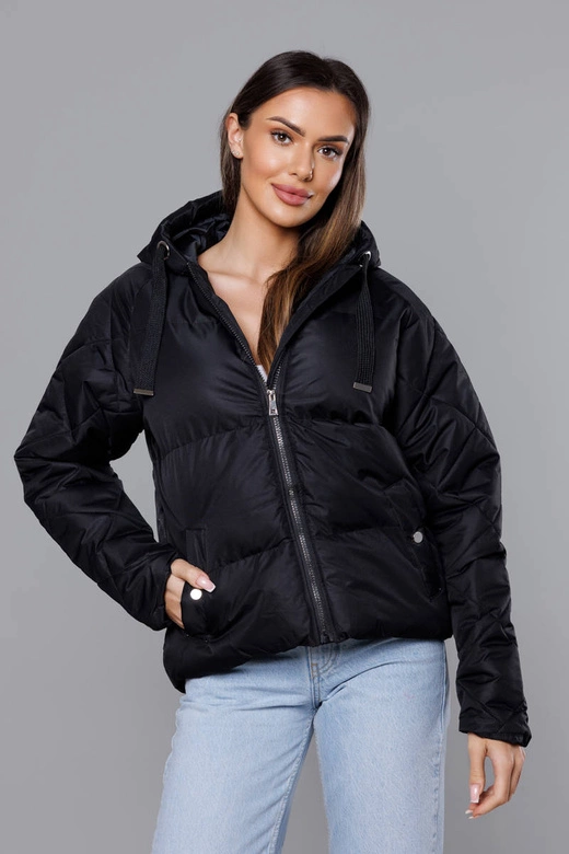 Przejściowa kurtka z pikowanymi rękawami czarna (5M3113-392)