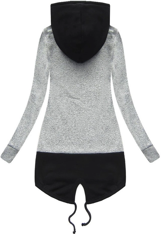 DŁUGA BLUZA Z NADRUKAMI I KAPTUREM JASNOSZARA (X1720X)