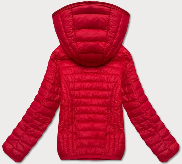 Pikowana kurtka damska z kapturem czerwona (B0123-4)