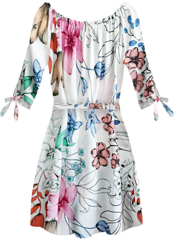 SUKIENKA HISZPANKA W KWIATY BIAŁA (276ART)