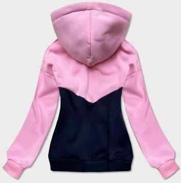 ROZPINANA DWUKOLOROWA BLUZA DAMSKA RÓŻOWO-GRANATOWA (26040)