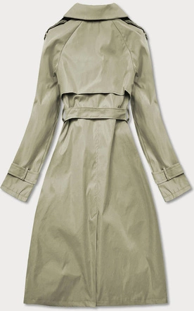 Dwurzędowy trencz z paskiem khaki (ag3-011)