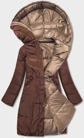 DŁUGA DWUSTRONNA KURTKA ZIMOWA CAMEL/BRĄZ (L22-9852-301/300)