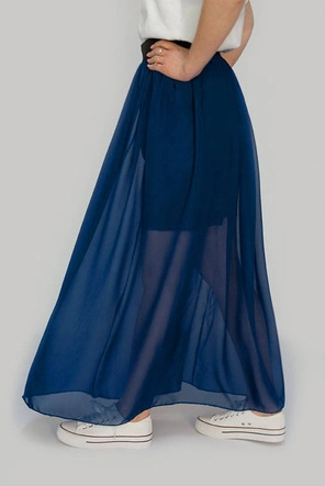 ZWIEWNA SPÓDNICA MAXI GRANATOWA (596ART)
