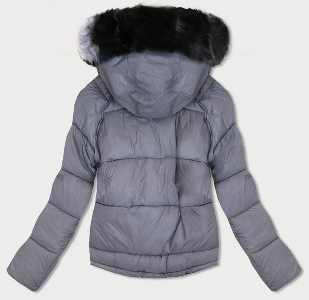 Dwustronna kurtka damska granatowo-szara (b9555)