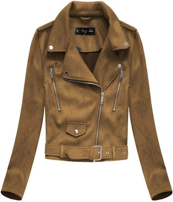 KRÓTKA ZAMSZOWA RAMONESKA Z KLAMRĄ BRĄZOWA (8095K)