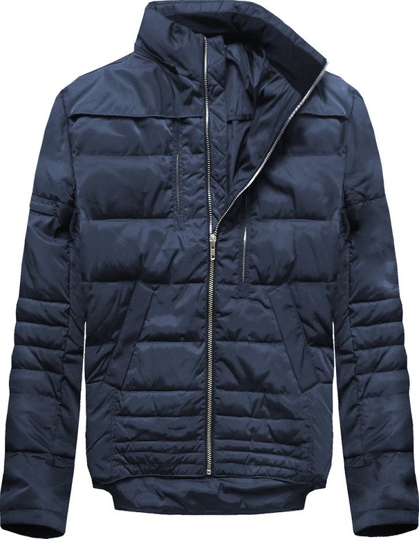 KURTKA ZIMOWA Z PUCHEM NATURALNYM GRANATOWA (M2031)