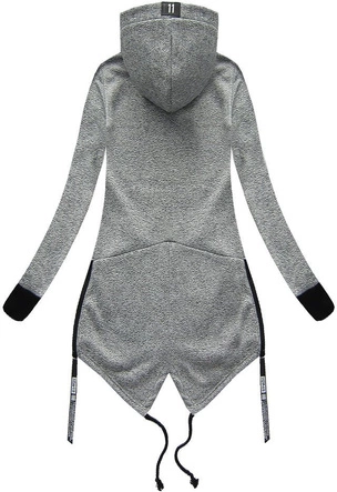 DŁUGA BLUZA Z KAPTUREM CIEMNOSZARA (1729)