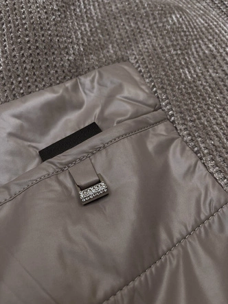 Przejściowa kurtka damska z łączonych materiałów Vaston coffee (F-23301#)