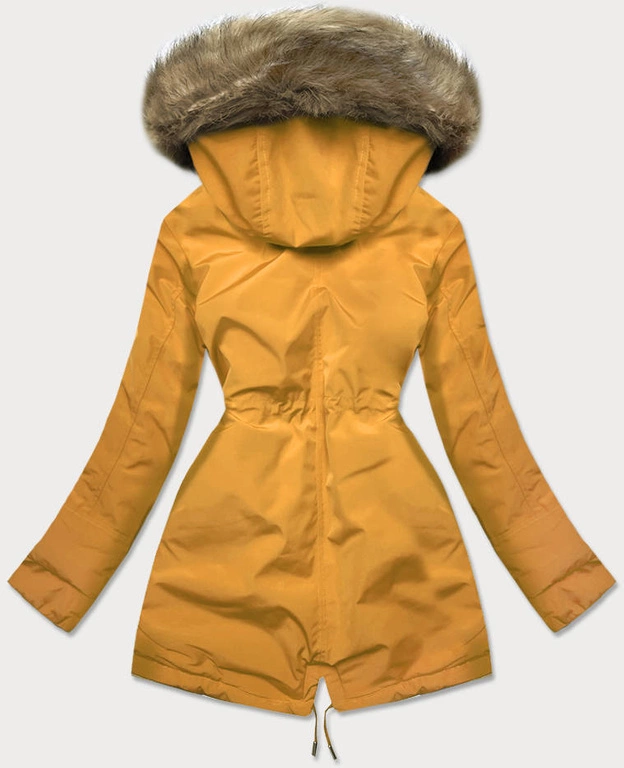 Ciepła kurtka zimowa damska żółto-beżowa (w559)