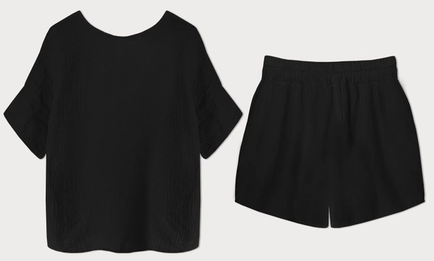 Bawełniany komplet t-shirt i szorty czarny (34437)