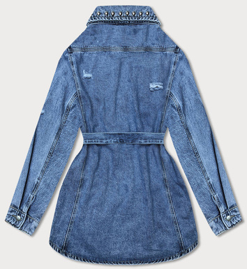 Jeansowa kurtka damska oversize niebieska (M6957)