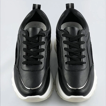 Damskie sneakersy z metaliczną lamówką czarne (bg-02)