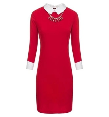 SUKIENKA Z KOŁNIERZEM I NASZYJNIKIEM CZERWONA (9313)