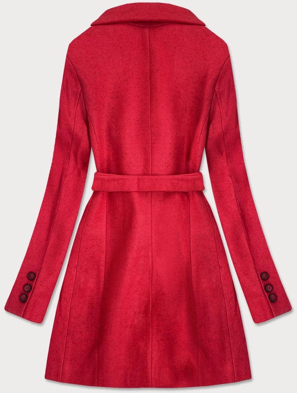KLASYCZNY DAMSKI PŁASZCZ Z DOMIESZKĄ WEŁNY CZERWONY (2715)