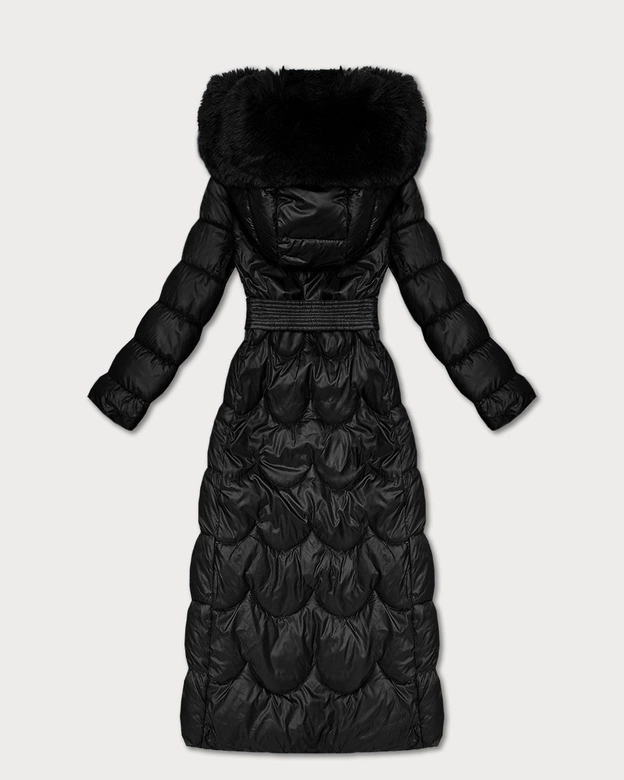 Klasyczny pikowany płaszcz z kapturem Minority czarny (T3-2620#-1)