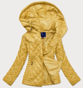 Pikowana kurtka damska z kapturem żółta (ly-01)