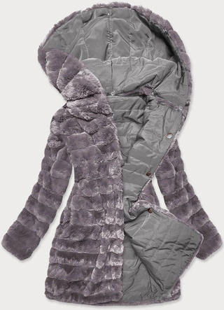 LEKKA KURTKA ZIMOWA DAMSKA FUTRO 2 W 1 SZARA (39039)