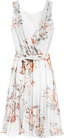 SZYFONOWA SUKIENKA W KWIATY BIAŁA (347ART)