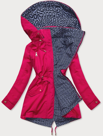 Dwustronna kurtka parka damska różowa (w580)