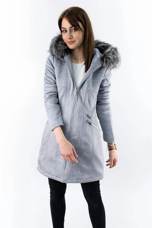 ZAMSZOWA DAMSKA KURTKA ZIMOWA Z KAPTUREM WRZOSOWA (6516)