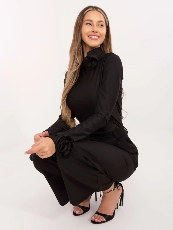Wizytowa bluzka z różami Goodlookin czarna (272611)