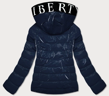 Kurtka damska z wzorzystą podszewką granat (w707)